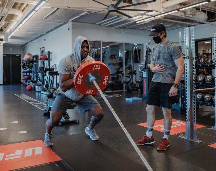 Francis Ngannou Works Out At The UFC Performance Institute on December 18, 2020.