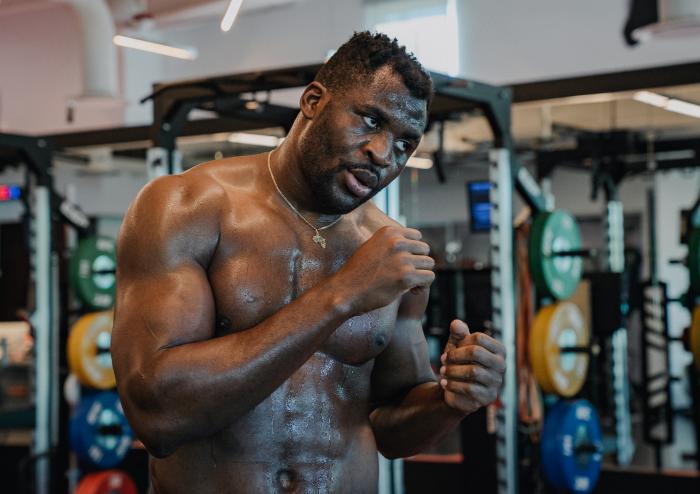 Francis Ngannou Works Out At The UFC Performance Institute on December 18, 2020.