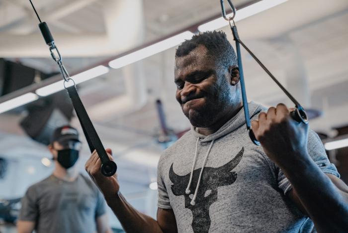 Francis Ngannou Works Out At The UFC Performance Institute on December 18, 2020.