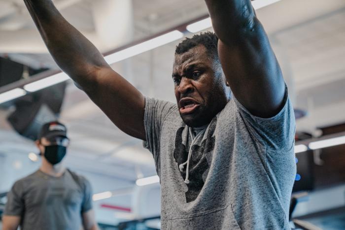 Francis Ngannou Works Out At The UFC Performance Institute on December 18, 2020.