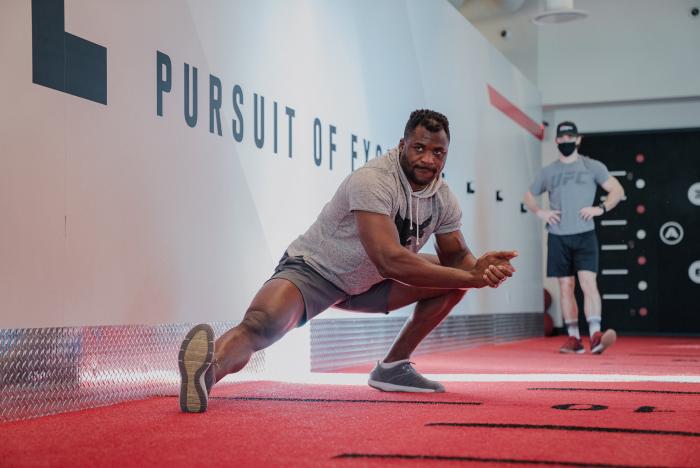 Francis Ngannou Works Out At The UFC Performance Institute on December 18, 2020.