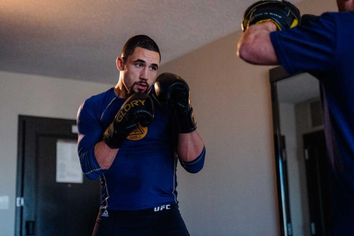 Robert Whittaker trains at the host hotel in Houston, Texas, on February 7, 2022. (Photo by Zac Pacleb/Zuffa)