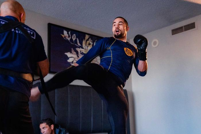 Robert Whittaker trains at the host hotel in Houston, Texas, on February 7, 2022. (Photo by Zac Pacleb/Zuffa)