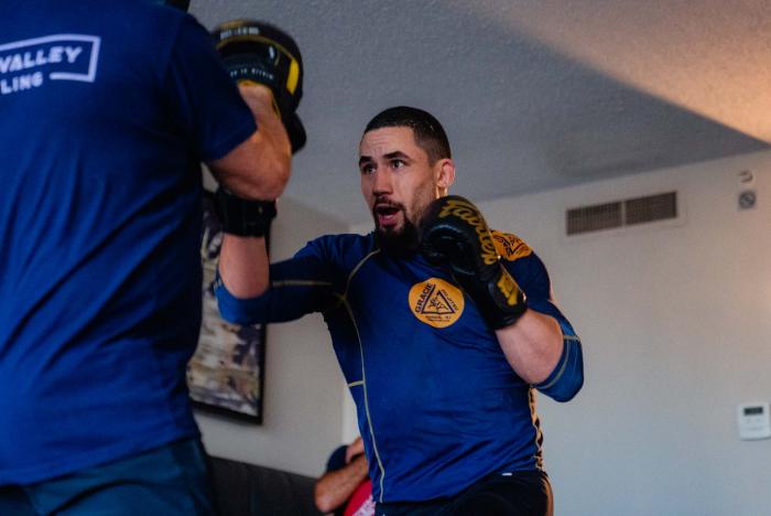 Robert Whittaker trains at the host hotel in Houston, Texas, on February 7, 2022. (Photo by Zac Pacleb/Zuffa)