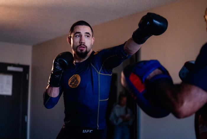 Robert Whittaker trains at the host hotel in Houston, Texas, on February 7, 2022. (Photo by Zac Pacleb/Zuffa)