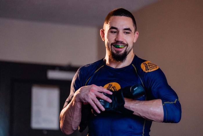 Robert Whittaker trains at the host hotel in Houston, Texas, on February 7, 2022. (Photo by Zac Pacleb/Zuffa)