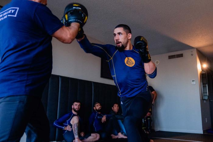 Robert Whittaker trains at the host hotel in Houston, Texas, on February 7, 2022. (Photo by Zac Pacleb/Zuffa)