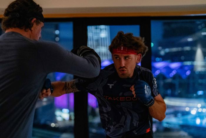 Brendan Allen trains at the host hotel in Singapore for UFC 275. (Photo by Zac Pacleb)