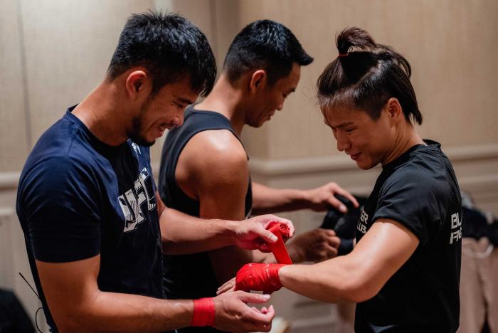 Zhang Weili trains for UFC 275 in Singapore on June 8, 2022. (Photo by Zac Pacleb/Zuffa LLC)