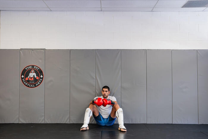 Alex Pereira trains at Teixeira MMA in Danbury, Connecticut, on October 12, 2023. (Photo by Zac Pacleb/Zuffa LLC)