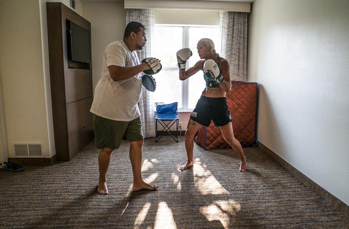 15 - Flyweight fighter Mariya Agapova training at the host hotel during UFC Vegas 7