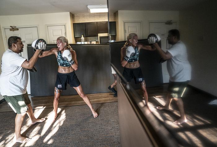18 - Flyweight fighter Mariya Agapova training at the host hotel during UFC Vegas 7