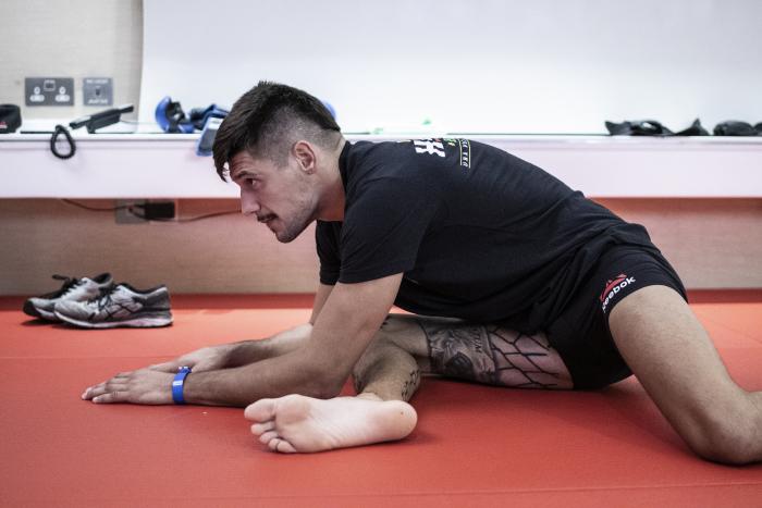 Spanish fighter Joel Alvarez sweating and cutting weight during UFC 254