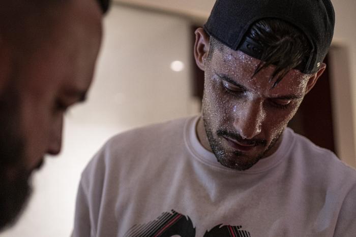 Spanish fighter Joel Alvarez sweating and cutting weight during UFC 254