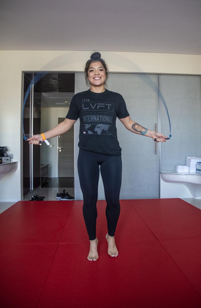 00 - Tracy Cortez training at her training room during UFC Fight Island 5 fight week.