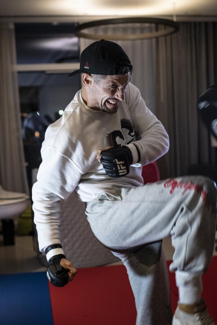 Spanish fighter Joel Alvarez sweating and cutting weight during UFC 254