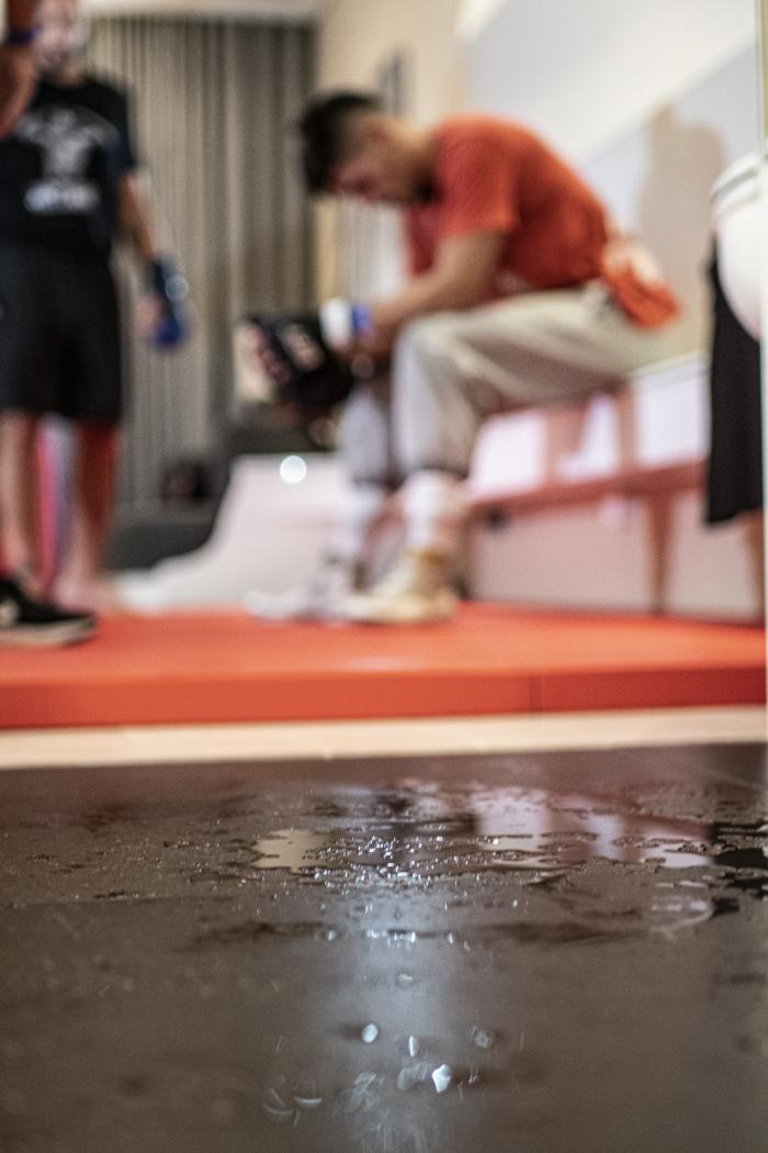 Spanish fighter Joel Alvarez sweating and cutting weight during UFC 254