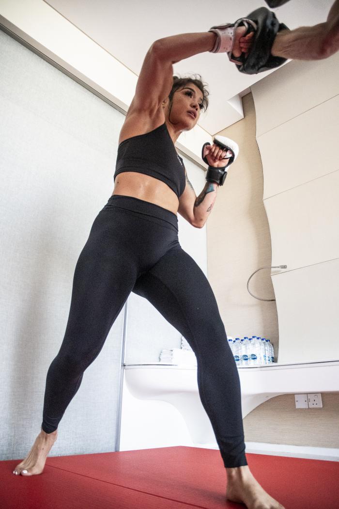03 - Tracy Cortez training at her training room during UFC Fight Island 5 fight week.