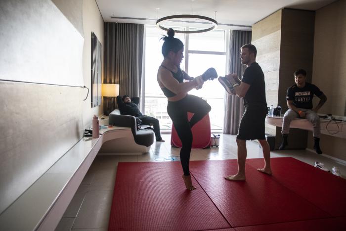 06 - Tracy Cortez training at her training room during UFC Fight Island 5 fight week.