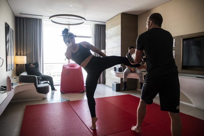 07 - Tracy Cortez training at her training room during UFC Fight Island 5 fight week.