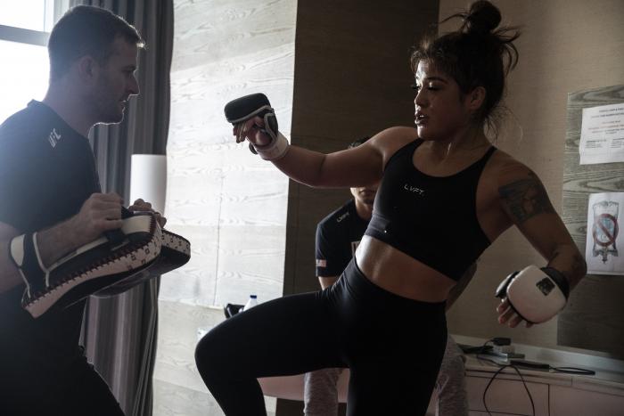 08 - Tracy Cortez training at her training room during UFC Fight Island 5 fight week.