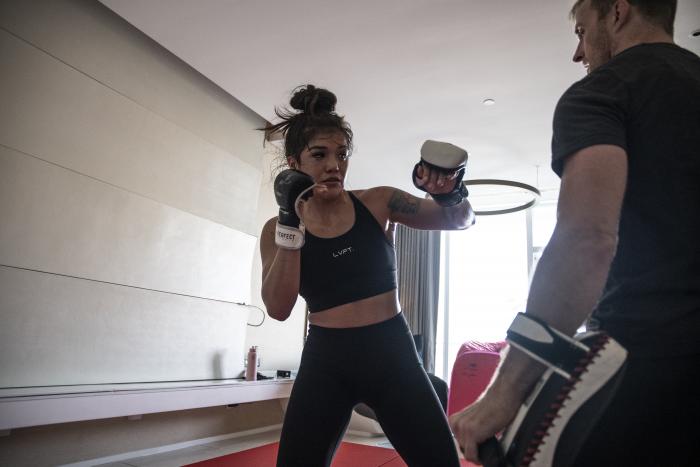 09 - Tracy Cortez training at her training room during UFC Fight Island 5 fight week.
