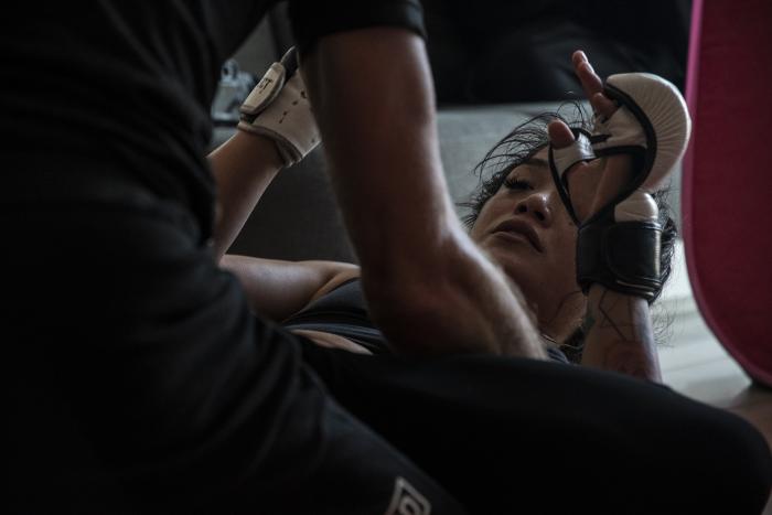 11 - Tracy Cortez training at her training room during UFC Fight Island 5 fight week.