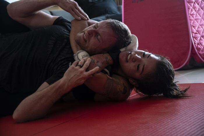 12 - Tracy Cortez training at her training room during UFC Fight Island 5 fight week.