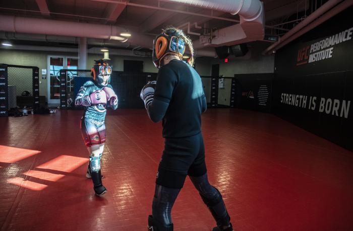 Invicta FC fighter Montserrat “Conejo” Ruiz training with UFC flyweight champion Valentina Shevchenko