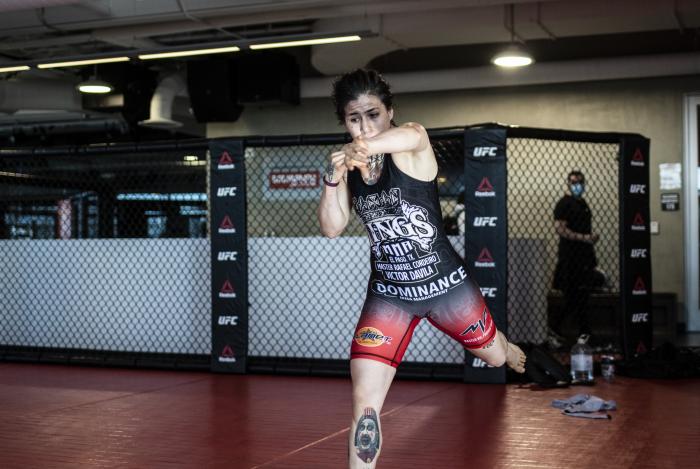 Invicta FC fighter Montserrat “Conejo” Ruiz training with UFC flyweight champion Valentina Shevchenko