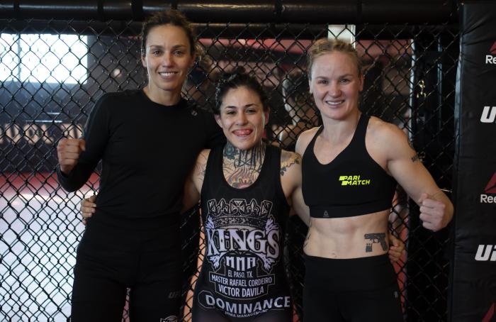 Invicta FC fighter Montserrat “Conejo” Ruiz training with UFC flyweight champion Valentina Shevchenko