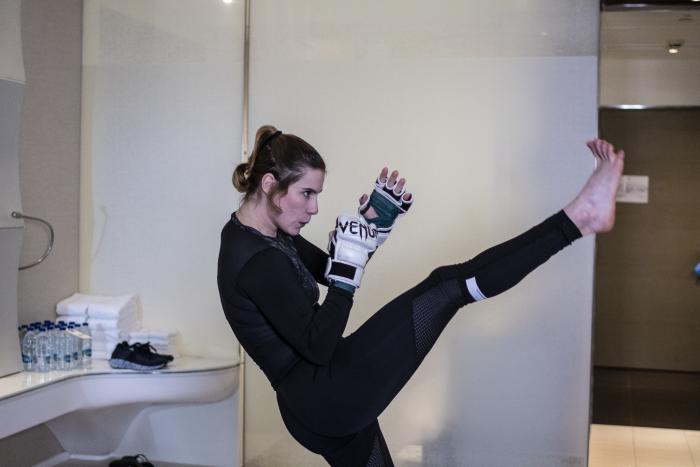 Victoria Leonardo training during UFC Fight Island 8