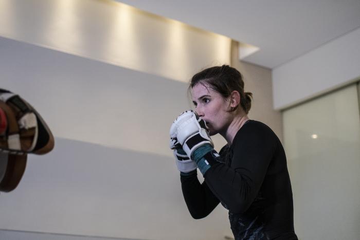 Victoria Leonardo training during UFC Fight Island 8