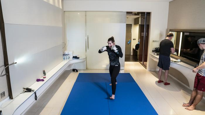Victoria Leonardo training during UFC Fight Island 8