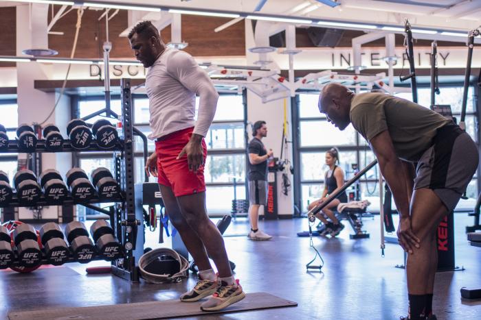 Francis Ngannou training with Kamaru Usman for UFC 260