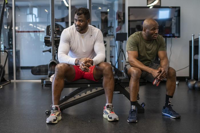 Francis Ngannou training with Kamaru Usman for UFC 260