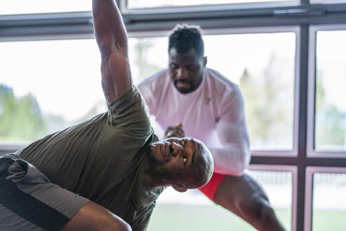 Francis Ngannou training with Kamaru Usman for UFC 260