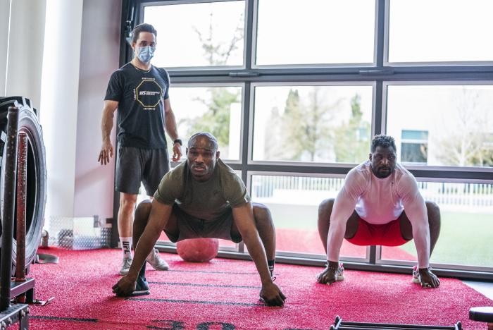 Francis Ngannou training with Kamaru Usman for UFC 260
