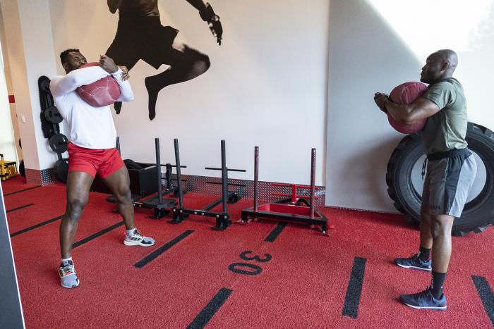 Francis Ngannou training with Kamaru Usman for UFC 260