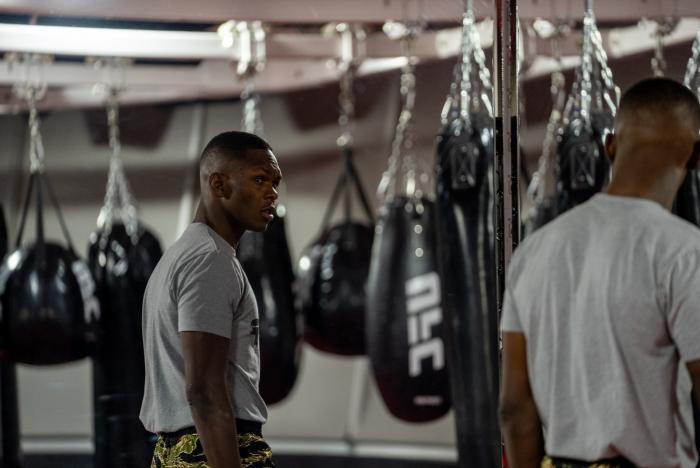 Israel Adesanya training for UFC 259 at the UFC Performance Institute