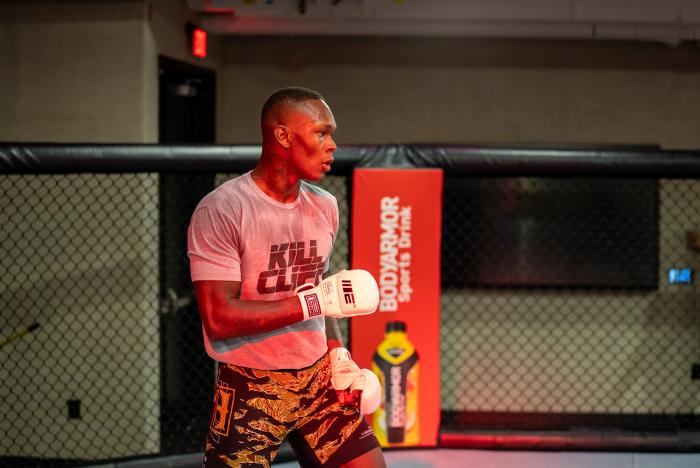 Israel Adesanya training for UFC 259 at the UFC Performance Institute