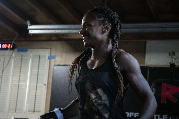 Jessica Penne and Angela Hill training for UFC 265