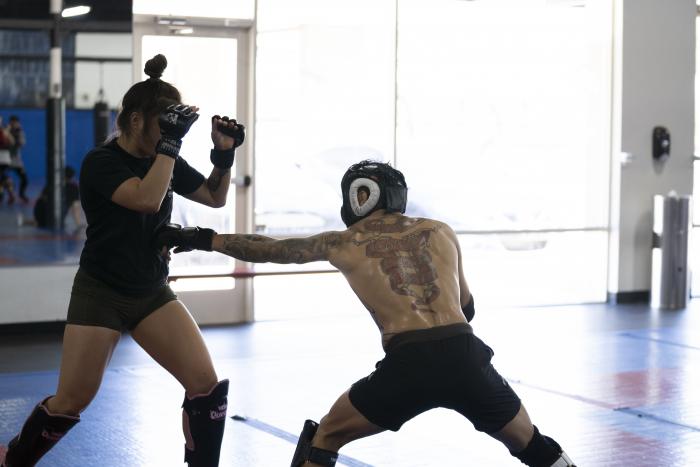 Tracy and Reyes Cortez training