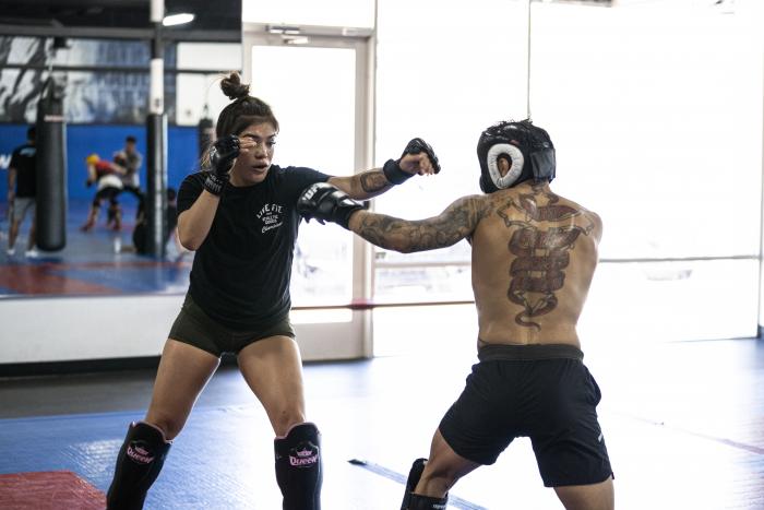 Tracy and Reyes Cortez training