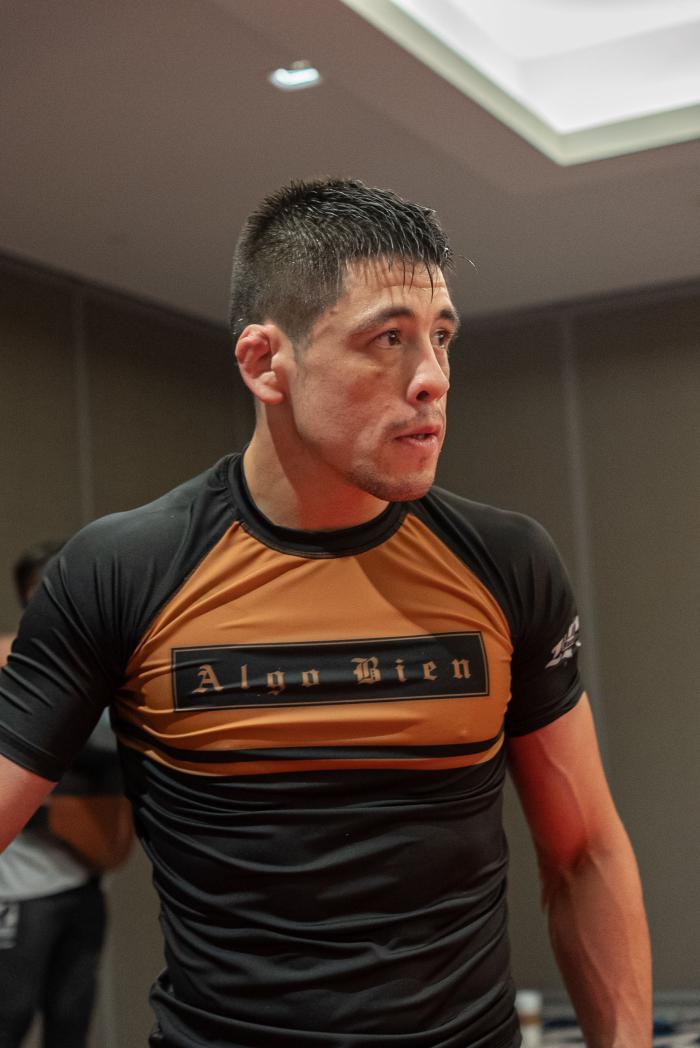 07/27/22 DALLAS, TEXAS - Brandon Moreno prepares in the host hotel for his flyweight interim championship bout against Kai Kara-France at UFC 277 on Saturday, July 30, 2022 in Dallas, Texas. (Photo by Roberto Ortuño) 