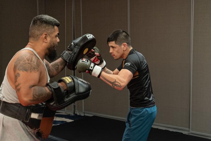 07/27/22 DALLAS, TEXAS - Brandon Moreno prepares in the host hotel for his flyweight interim championship bout against Kai Kara-France at UFC 277 on Saturday, July 30, 2022 in Dallas, Texas. (Photo by Roberto Ortuño) 