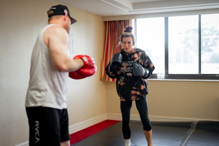 07/14/22 LONG ISLAND - Miesha Tate prepares for her flyweight bout against Lauren Murphy at UFC Fight Night: Ortega vs Rodriguez on Saturday, July 16, 2022 in Long Island, New York. (Photo by Kaylie Foster/Zuffa LLC)