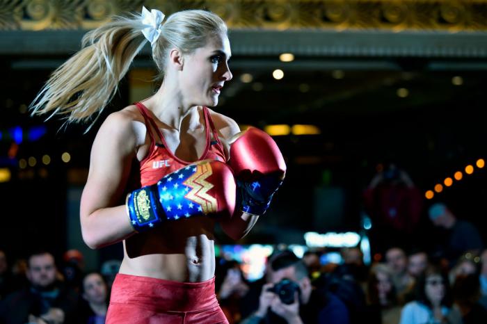 Yana Kunitskaya of Russia holds an open training session for fans and media during the UFC 222 Open Workouts at MGM Grand Hotel & Casino on March 1, 2018 in Las Vegas, Nevada. (Photo by Jeff Bottari/Zuffa LLC)