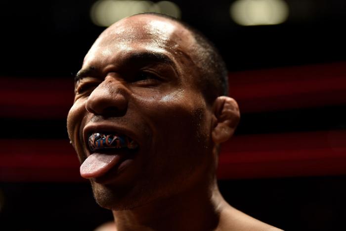 LAS VEGAS, NV - MARCH 03:   John Dodson prepares to fight Pedro Munhoz in their bantamweight bout during the UFC 222 event inside T-Mobile Arena on March 3, 2018 in Las Vegas, Nevada. (Photo by Jeff Bottari/Zuffa LLC)