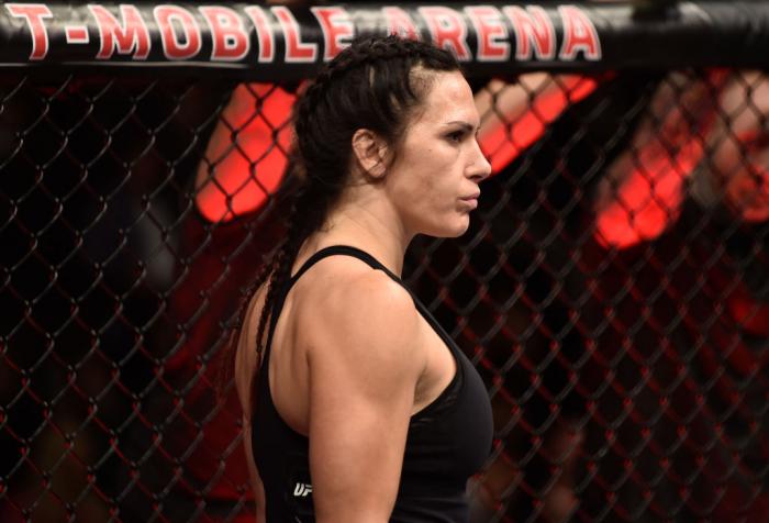 LAS VEGAS, NV - MARCH 03:   Cat Zingano prepares to fight Ketlen Vieira of Brazil in their women's bantamweight bout during the UFC 222 event inside T-Mobile Arena on March 3, 2018 in Las Vegas, Nevada. (Photo by Jeff Bottari/Zuffa LLC)